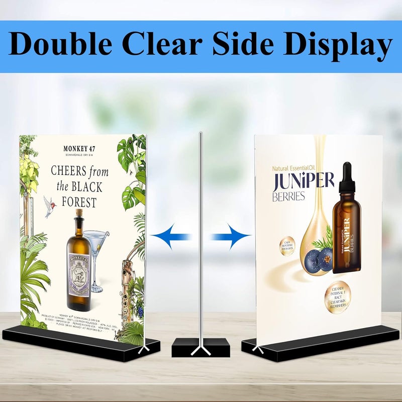 Arrobust Acrylic Sign Holder 8.5x11 Vertical,Clear Double-Sided Stand Plastic Picture Frames Paper Holder Menu Table Display Stand Flyer Document Holder TableTop Sign Holder for Home, Store Office,2Pack - Image 2